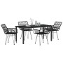 Conjunto de Comedor de Jardín 5 pcs Negro Poliratán