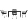 Conjunto de Comedor de Jardín 5 pcs Negro Poliratán