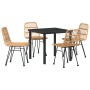 Conjunto de Comedor de Jardín 5 pcs Marrón Poliratán