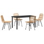 Conjunto de Comedor de Jardín 4 pcs Marrón Poliratán