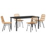 Conjunto de Comedor de Jardín 5 pcs Marrón Poliratán