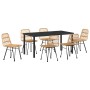 Conjunto de Comedor de Jardín 7 pcs Marrón Poliratán