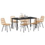 Conjunto de Comedor de Jardín 7 pcs Marrón Poliratán
