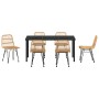 Conjunto de Comedor de Jardín 7 pcs Marrón Poliratán