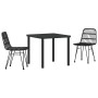 Conjunto de Comedor de Jardín 3 pcs Negro Poliratán