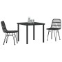 Conjunto de Comedor de Jardín 3 pcs Negro Poliratán