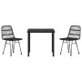 Conjunto de Comedor de Jardín 3 pcs Negro Poliratán