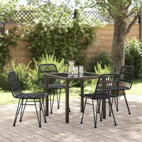 Conjunto de Comedor de Jardín 5 pcs Negro Poliratán