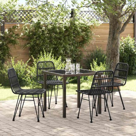 Conjunto de Comedor de Jardín 5 pcs Negro Poliratán