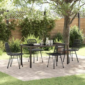 Conjunto de Comedor de Jardín 5 pcs Negro Poliratán