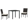 Conjunto de Comedor de Jardín 3 pcs Negro Poliratán