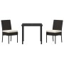 Conjunto de Comedor de Jardín 3 pcs Negro Poliratán