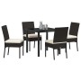 Conjunto de Comedor de Jardín 5 pcs Negro Poliratán