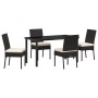 Conjunto de Comedor de Jardín 5 pcs Negro Poliratán