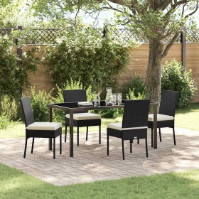 Conjunto de Comedor de Jardín 5 pcs Negro Poliratán