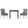 Conjunto de Comedor de Jardín 3 pcs Gris Poliratán