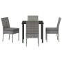 Conjunto de Comedor de Jardín 5 pcs Gris Poliratán