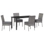 Conjunto de Comedor de Jardín 5 pcs Gris Poliratán