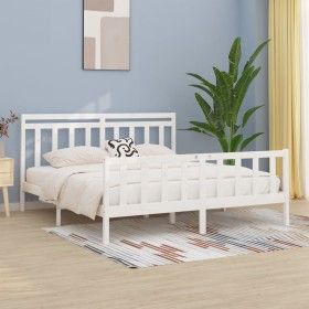 Solid white pine wood bed frame 200x200 cm by vidaXL, Beds and slatted bases - Ref: Foro24-3107049, Price: 156,96 €, Discount: %