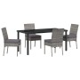 Conjunto de Comedor de Jardín 5 pcs Gris Poliratán