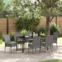 Conjunto de Comedor de Jardín 7 pcs Gris Poliratán