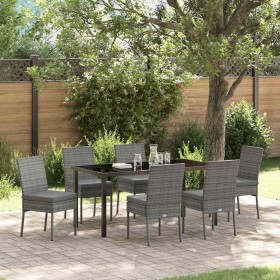 Conjunto de Comedor de Jardín 7 pcs Gris Poliratán