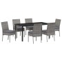 Conjunto de Comedor de Jardín 7 pcs Gris Poliratán