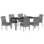 Conjunto de Comedor de Jardín 7 pcs Gris Poliratán