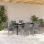 Conjunto de Comedor de Jardín 7 pcs Gris Poliratán