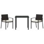 Conjunto de Comedor de Jardín 3 pcs Negro Poliratán