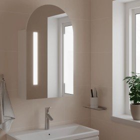 Mueble de baño con espejo arqueado y luz LED blanco 42x13x70 cm Mueble de baño con espejo arqueado y luz LED blanco 42x13x70 cm