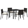 Conjunto de Comedor de Jardín 5 pcs Negro Poliratán