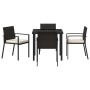 Conjunto de Comedor de Jardín 5 pcs Negro Poliratán