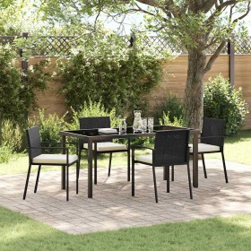 Conjunto de Comedor de Jardín 5 pcs Negro Poliratán