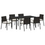 Conjunto de Comedor de Jardín 7 pcs Negro Poliratán