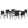 Conjunto de Comedor de Jardín 7 pcs Negro Poliratán