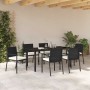 Conjunto de Comedor de Jardín 7 pcs Negro Poliratán