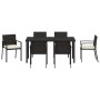 Conjunto de Comedor de Jardín 7 pcs Negro Poliratán