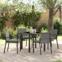 Conjunto de Comedor de Jardín 5 pcs Gris Poliratán