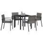 Conjunto de Comedor de Jardín 5 pcs Gris Poliratán