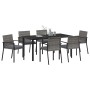 Conjunto de Comedor de Jardín 7 pcs Gris Poliratán