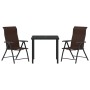 Conjunto de Comedor de Jardín 3 pcs Marrón Poliratán