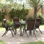 Conjunto de Comedor de Jardín 5 pcs Marrón Poliratán