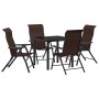 Conjunto de Comedor de Jardín 5 pcs Marrón Poliratán