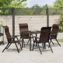 Conjunto de Comedor de Jardín 5 pcs Marrón Poliratán