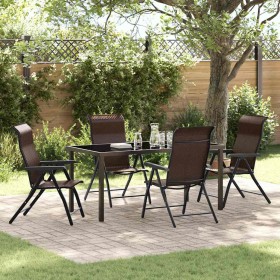Conjunto de Comedor de Jardín 5 pcs Marrón Poliratán