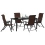 Conjunto de Comedor de Jardín 5 pcs Marrón Poliratán