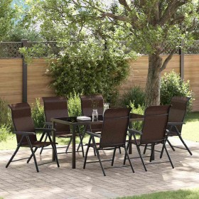 Conjunto de Comedor de Jardín 7 pcs Marrón Poliratán