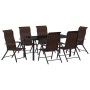 Conjunto de Comedor de Jardín 7 pcs Marrón Poliratán