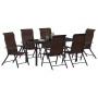 Conjunto de Comedor de Jardín 7 pcs Marrón Poliratán
